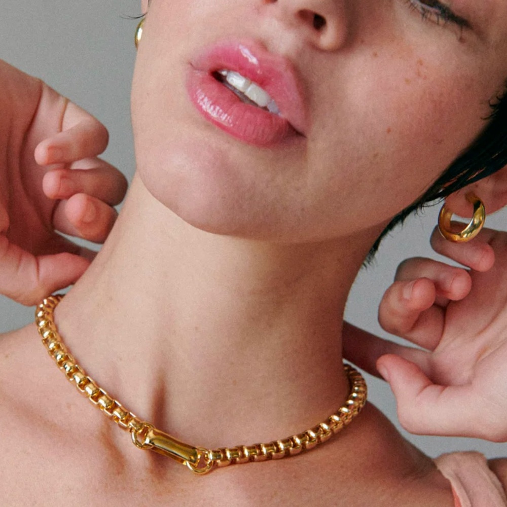 Laura Lombardi Lella choker necklace, 14k gold plated brass